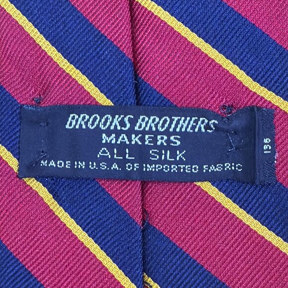 Vintage Brooks Brothers Burgundy & Navy Silk Striped Tie Made In U.S.A. Classic - Picture 2 of 7